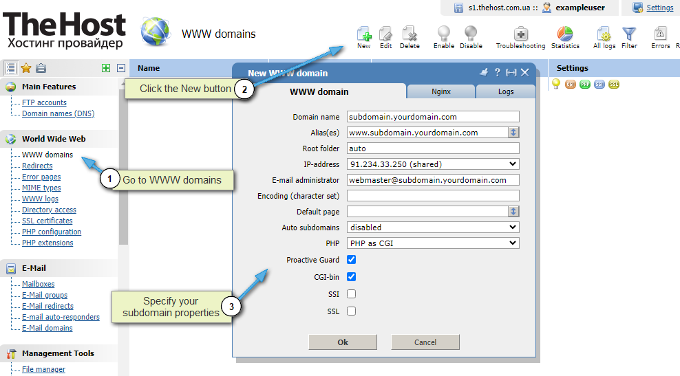 How to create subdomain, ISP4