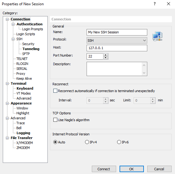 Session parameters