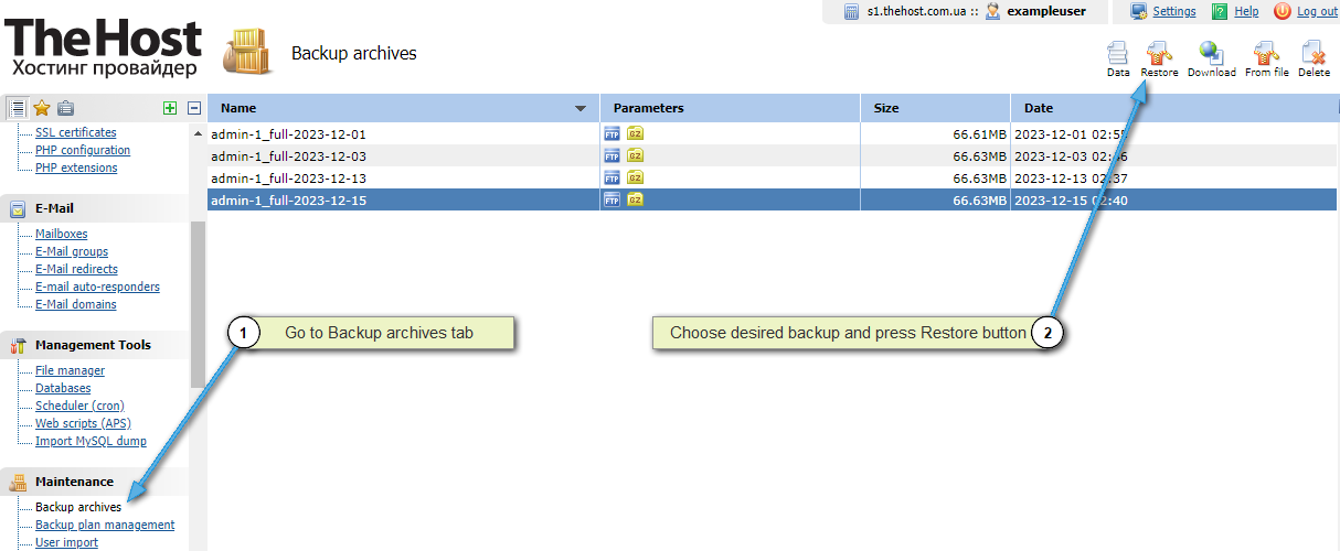 Restoring from Backup ISP