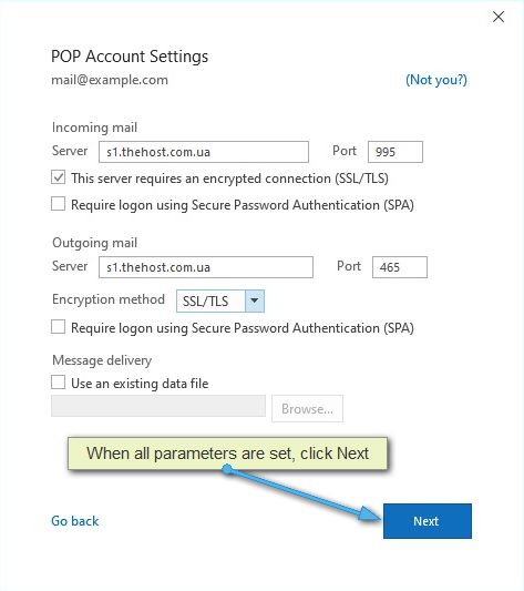 Incoming and Outgoing server settings