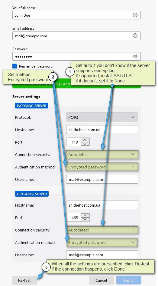 Main settings