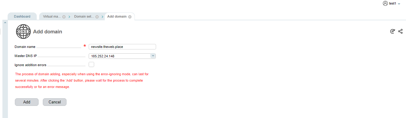 VMCloud specify domain properties