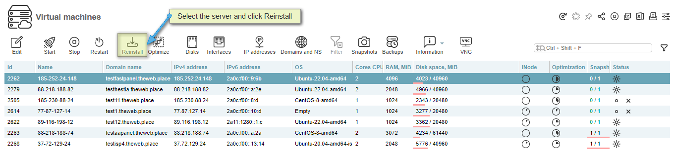 VM-Cloud Reinstall OS