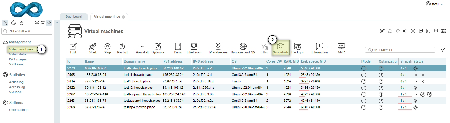 VM-Cloud snapshots