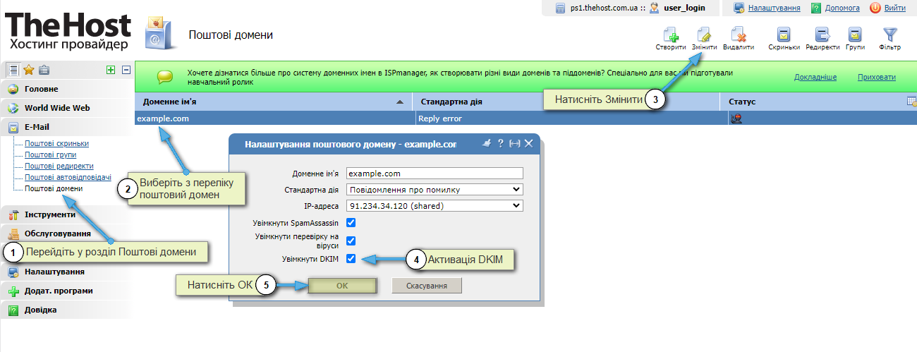 Активація DKIM