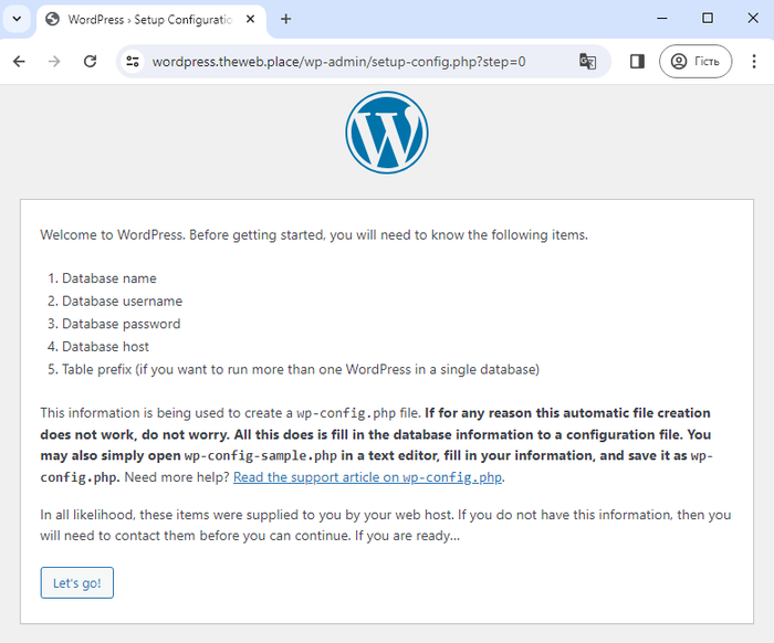 Install Wordpress