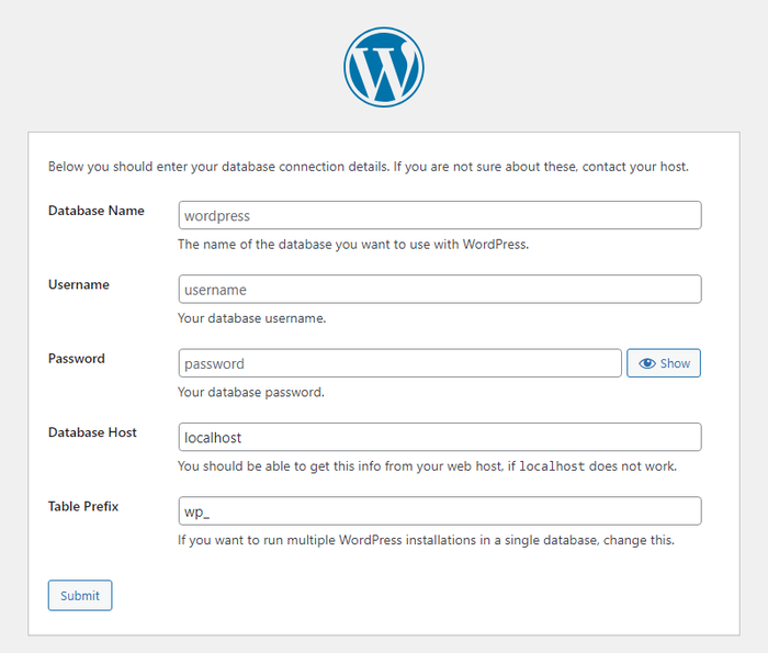 2 step install wordpress