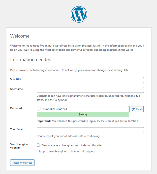 3 step install wordpress