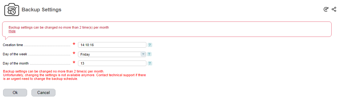 Exhausting the backup runtime change quota