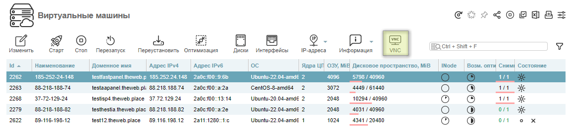 VM-Cloud, выбор сервера