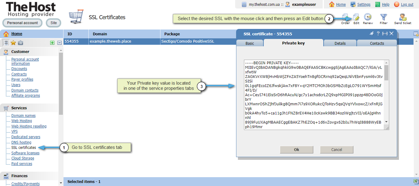 Secret key in billing