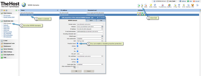 How to enable/disable Proactive Website Protection on hosting.