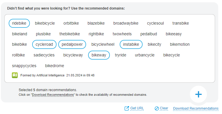 Checking the availability of domains on the TheHost website, launching recommendations