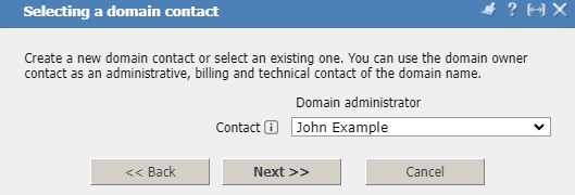 Personal account, domain registration, domain contact 4