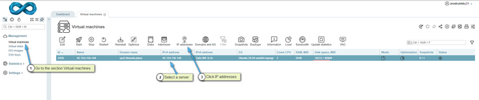 Changing PTR in VM-Cloud panel