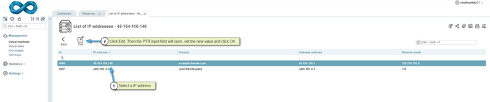 Setting PTR in VM-Cloud panel