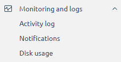 KeepData, submenu Monitoring and logs