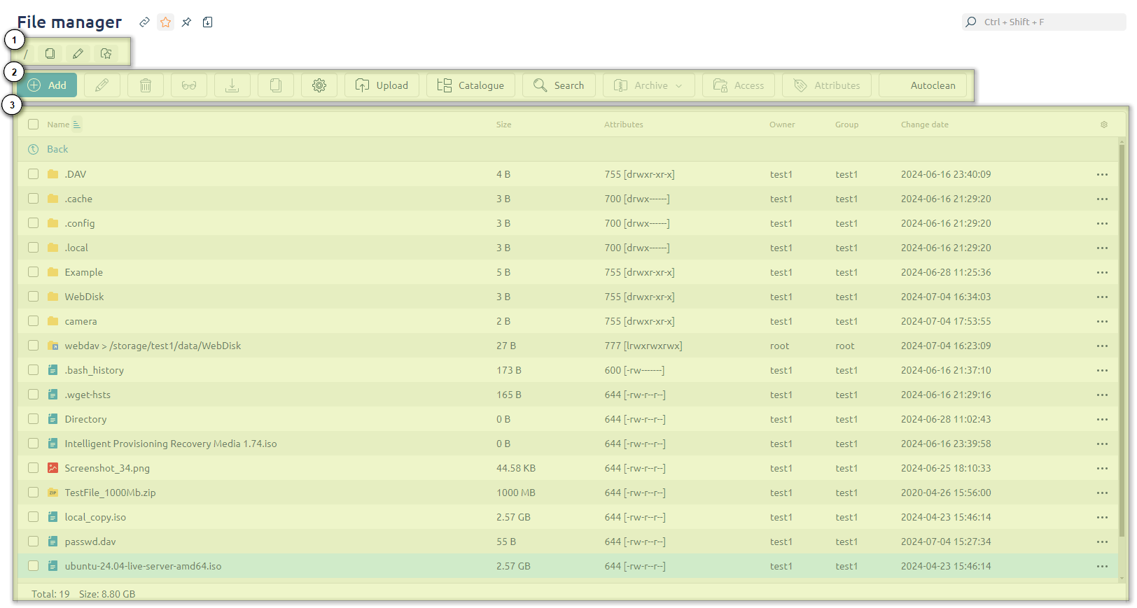 File manager, details