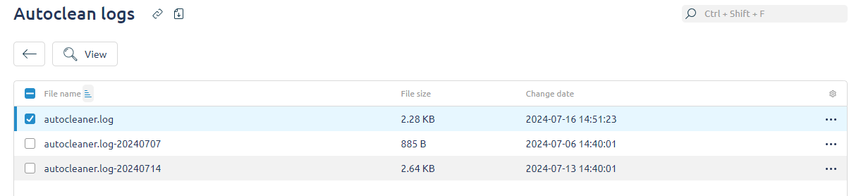 Auto-delete, log selection