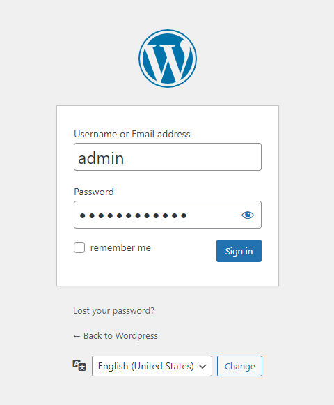 Login to admin panel