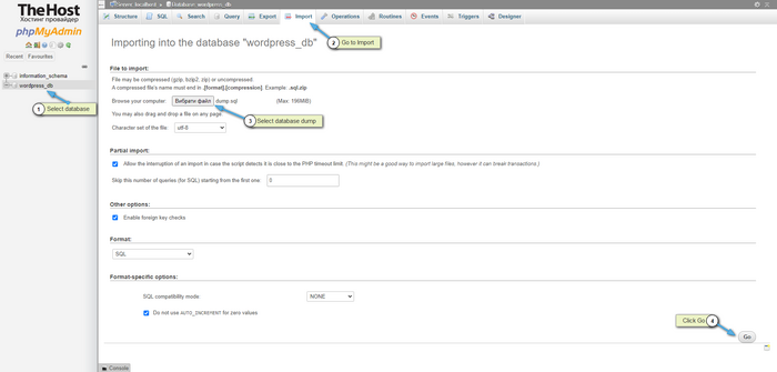 Database import