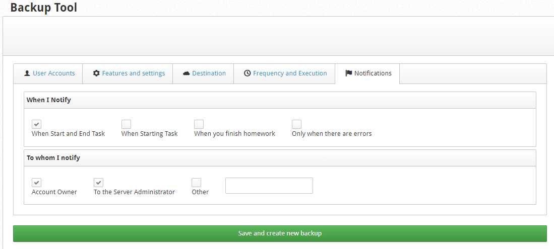 CWP Control Panel, backup 6