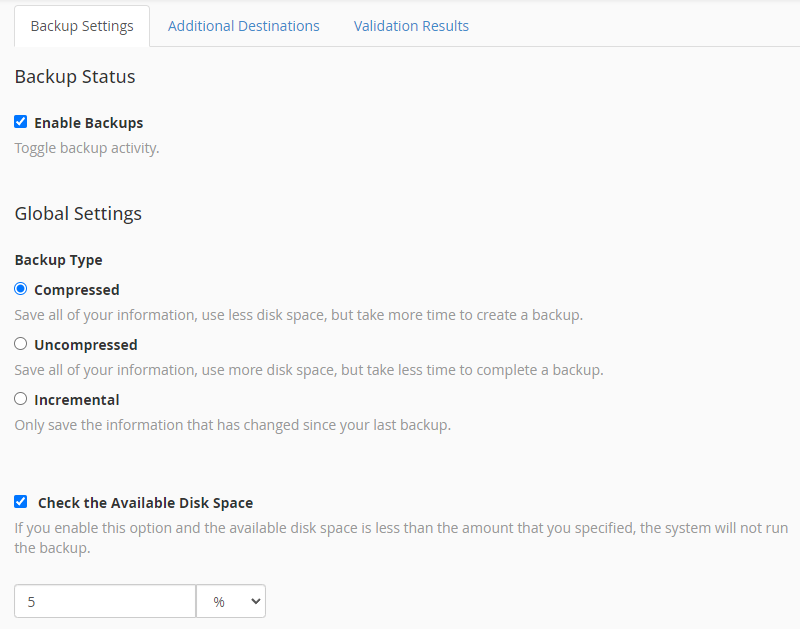 Cpanel Remote Backup, 5