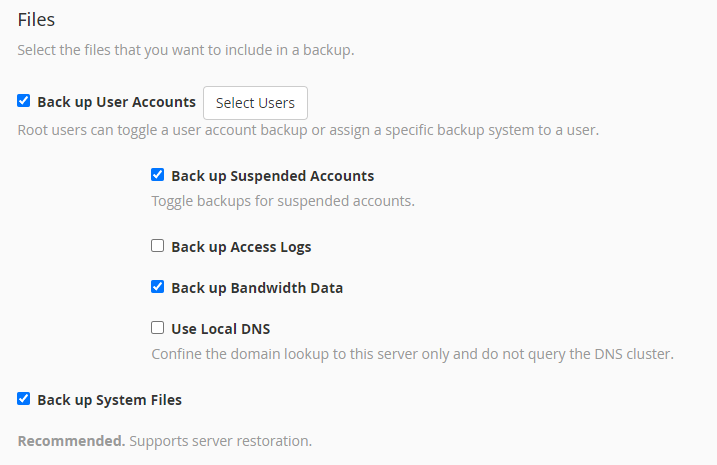 Cpanel Remote Backup, 7