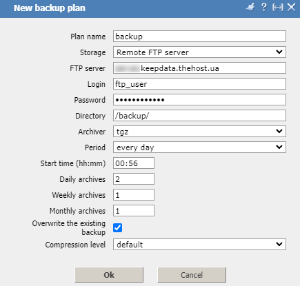ISPManager4, remote backup setup