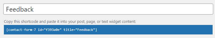 Contact Form 7, shortcode