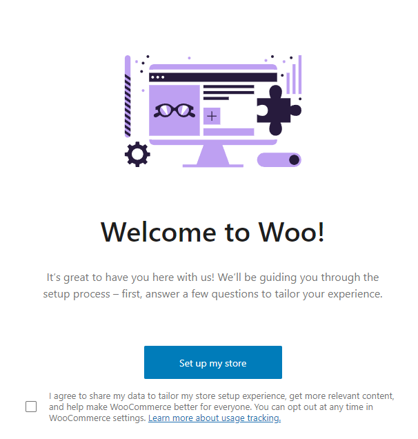 WooCommerce, start of setup
