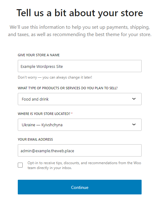 WooCommerce, regional settings