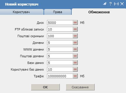 Користувачі, Обмеження