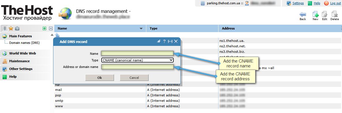 The Host create dns-record