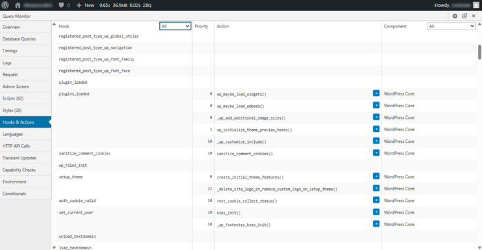 Query Monitor Hooks & Actions